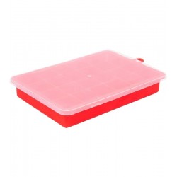 Forma Para Gelo em Silicone Com Tampa 20cm Vermelho 24 Cubos